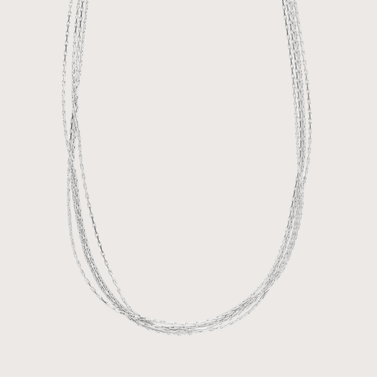 4 Layered Thread Necklace in Silver